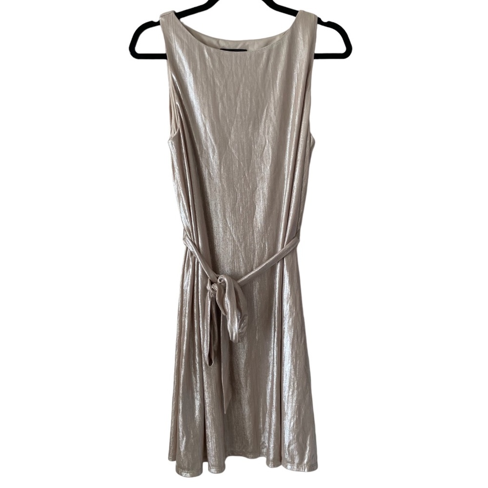 NWT Paris Sunday Gold Metallic Sleeveless Dress-Medium